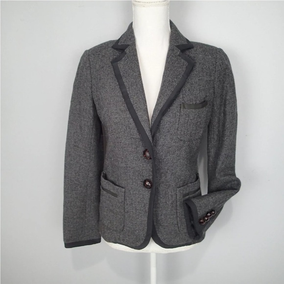 NWT J.Crew Professor Herringbone Grey Wool blazer Academia Preppy Career sz 10 - Picture 5 of 16
